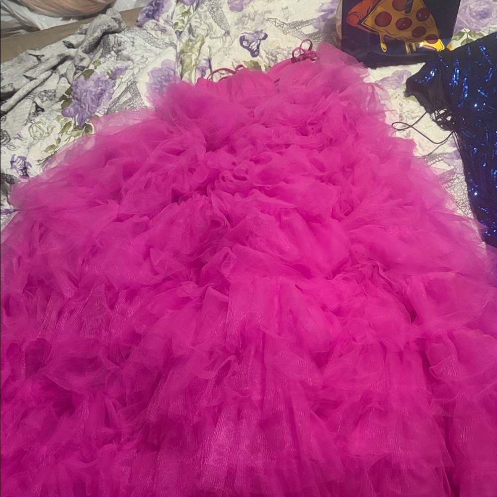 Elegant Fuchsia Ruffled Kids Dress